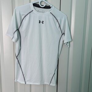 Under Armour White and Gray Performance Compression Tee Size Large